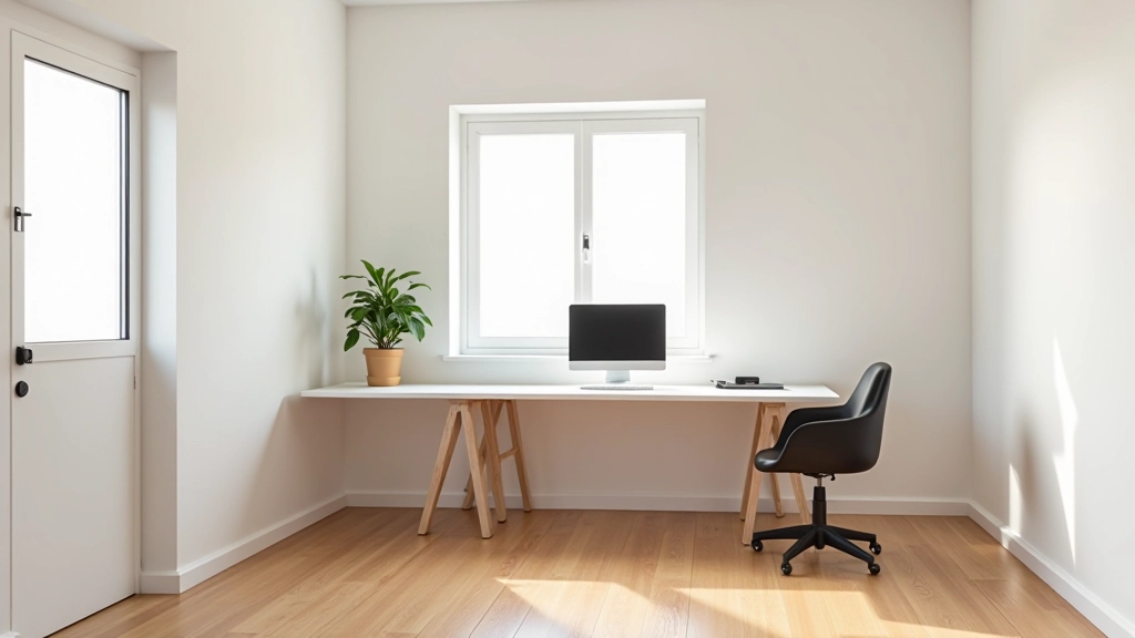 Espaço de trabalho com secretária ergonómica junto a janela com luz natural