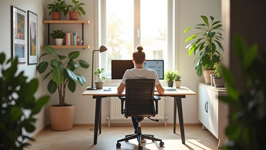 Espaço de trabalho moderno e ergonómico com mobiliário de qualidade
